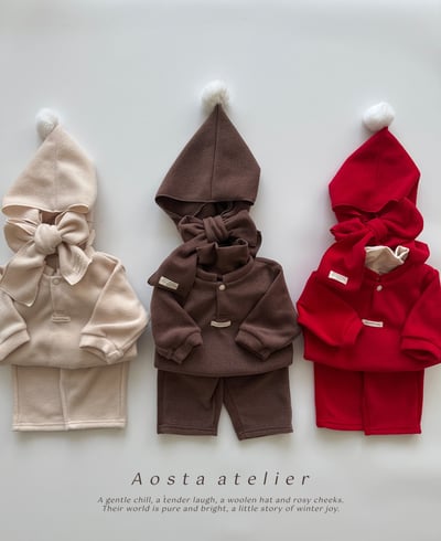 AOSTA66｜(6m-5y) 毛球連帽圍巾20