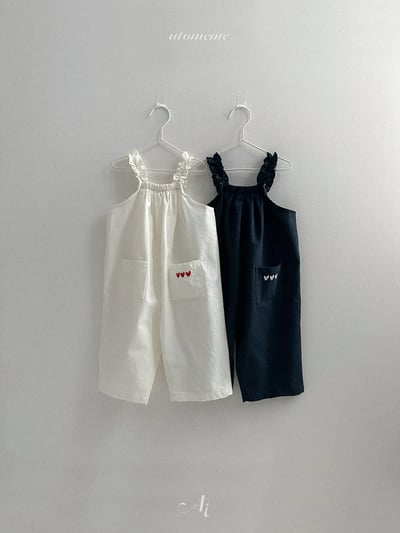 Atomeme03｜(70-110) 荷葉肩愛心口袋連身褲1
