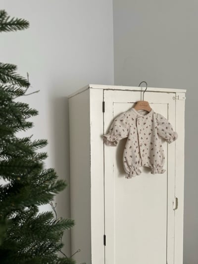 MONBEBE18｜(0m-6m) 新生兒縮口袖排扣連身衣3