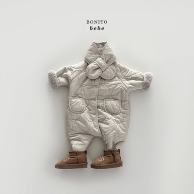 Bonito60｜(3m-18m) 絎縫刷毛連身衣含圍巾9