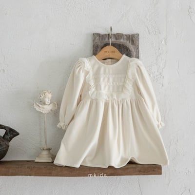 M-KIDS37｜(65-115cm) 2色法式絨面蕾絲洋裝5