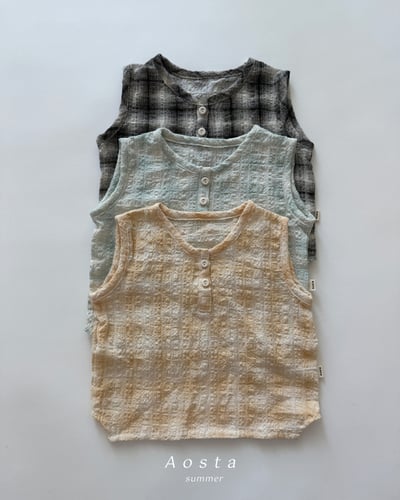 AOSTA01｜(6m-5y) 2色無袖格子襯衫2