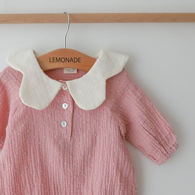 LEMONADE02｜(55cm-85cm) 2色花瓣領包屁衣含帽子9