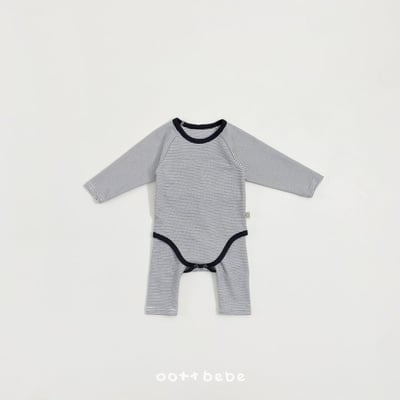 Oottbebe11｜(0m-12m) 條紋撞色家居包屁衣褲子套裝13