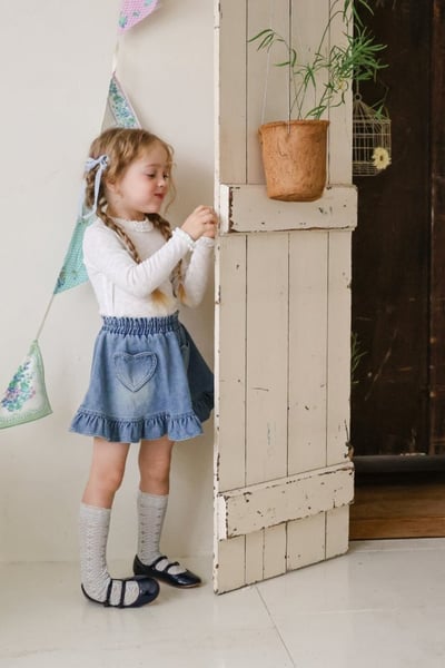 FLO22｜(75-140) 3色滾邊抓皺領上衣2