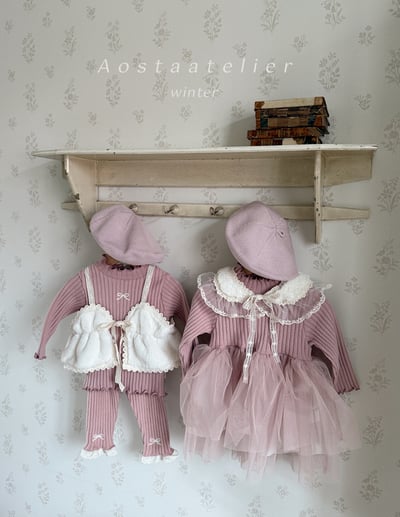 AOSTA08｜(6m-5y) 磨毛蝴蝶蕾絲緊身褲9