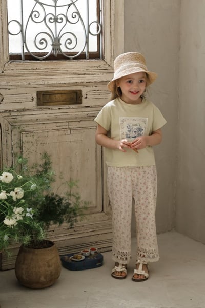 FLO18｜(75-140) 碎花蕾絲邊長褲15