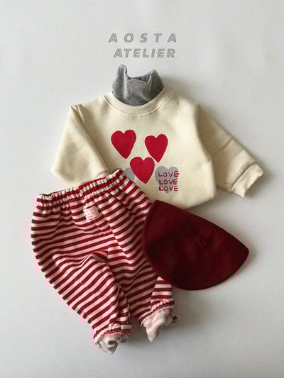 AOSTA48｜(6m-5y) 愛心內刷毛印花休閒上衣10