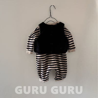 GURU GURU02｜(6m-24m) 2色條紋連身衣3