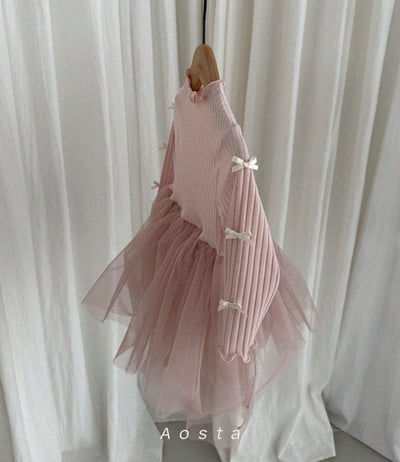 AOSTA03｜(6m-5y) 緞帶羅紋薄紗洋裝6