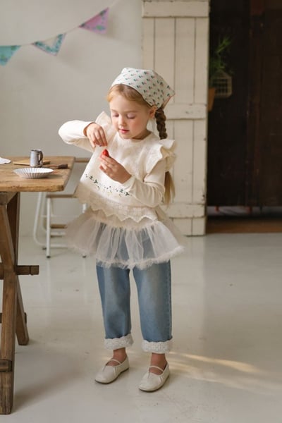 FLO53｜(75-140) 1色針織田園小兔背心10