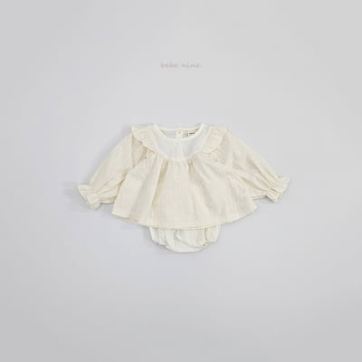 bebe nine19 (65-85) 2色蕾絲滾邊壓紋包屁套裝11