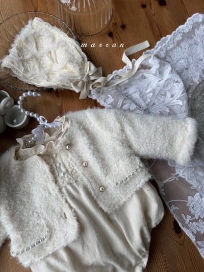 Marron 51｜(3m-18m) 宮廷荷葉立領薄紗公主袖包屁衣12