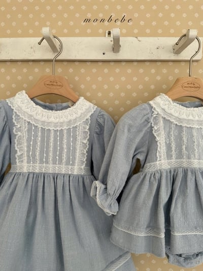 MONBEBE02｜(1y-8y) 蕾絲滾邊緞帶洋裝12
