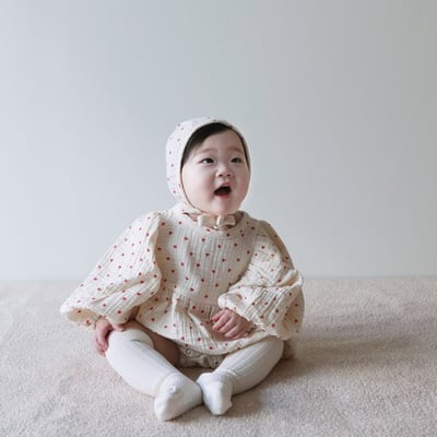 LEMONADE15｜(55cm-85cm) 2色滿滿愛心包屁衣含帽子19