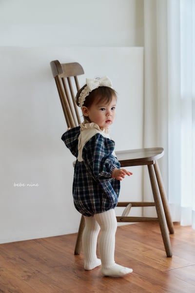 bebe nine12 (55cm-75cm) 2色荷葉立領格紋包屁衣5