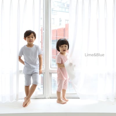 LIME&BLUE09｜(80-118cm)  木耳邊素色居家服20