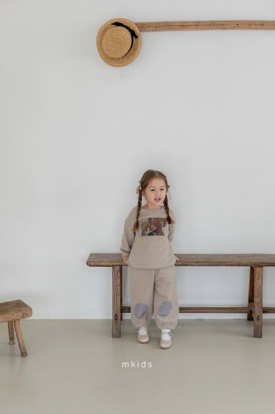 M-KIDS39｜(65-115cm) 2色格紋補丁縮口休閒褲13