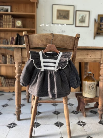 Marron 32｜(1y-6y) 法式碎花荷葉層次襯衫14