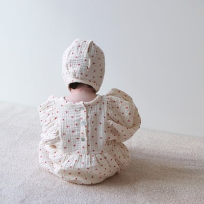 LEMONADE15｜(55cm-85cm) 2色滿滿愛心包屁衣含帽子15