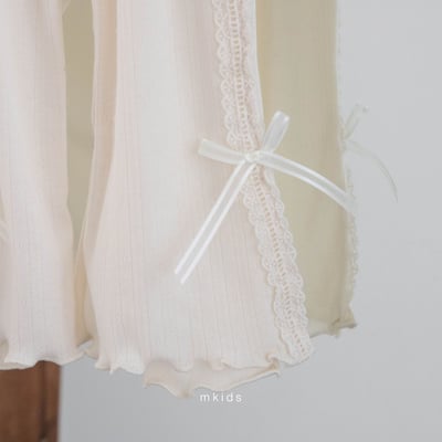 M-KIDS26｜(65-115cm) 蕾絲滾邊蝴蝶結長褲2