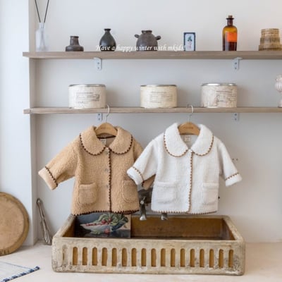 M-KIDS30｜(65-115cm) 2色滾邊縫線雙口袋刷毛外套2