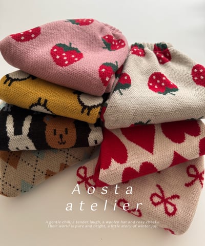 AOSTA04｜(6m-5y) 印花針織直筒褲2