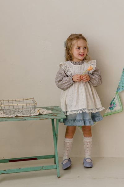 FLO24｜(75-140) 2色田園碎花娃娃袖上衣8