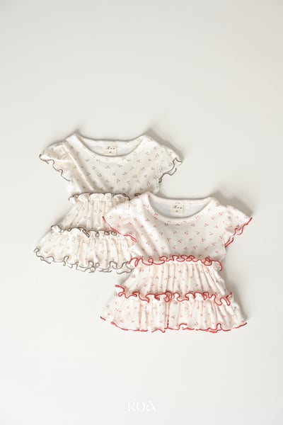 ROA23｜(6m-18m) 2色櫻桃捲邊層次上衣3