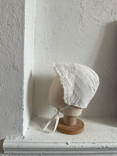 MONBEBE08｜(0m-12m) 蕾絲綁帶帽5