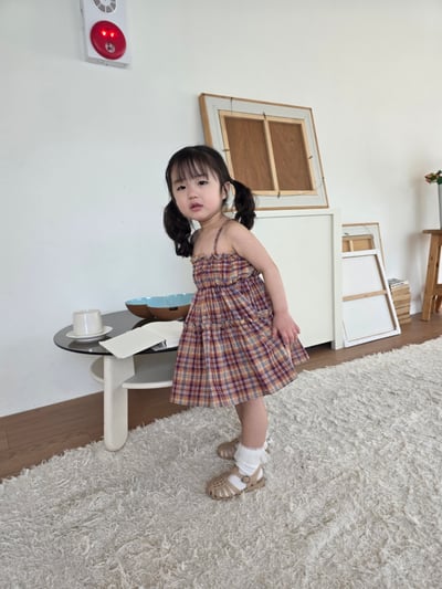 Color22｜(75-115cm) 細肩格紋洋裝6
