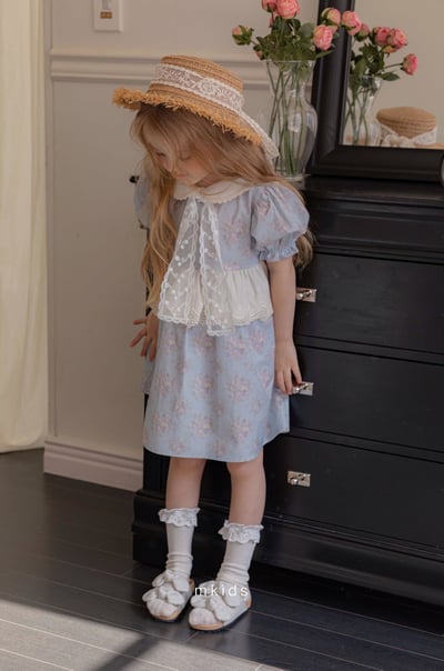M-KIDS12｜(65-115cm) 歐式碎花滾邊洋裝9