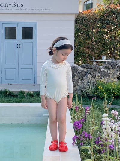 JE30｜(73-130cm) 蕾絲花邊防曬50+泳衣-長袖8