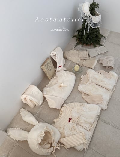 AOSTA40｜(6m-5y) 蕾絲花邊刷毛肩帶背心3