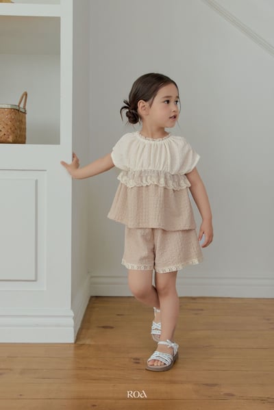 ROA01｜(6m-18m) 2色蕾絲撞色套裝1