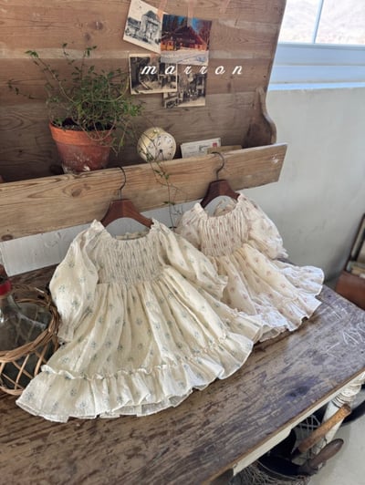 Marron24｜(1y-6y) 春日碎花荷葉洋裝3