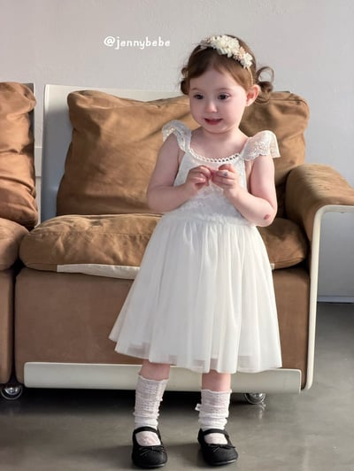 JE729｜(80-110cm) 白天鵝壓紋薄紗洋裝10