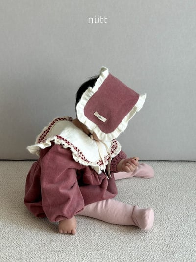 Nutt03｜(3m-16m) 翻領磨毛包屁衣含髮帶16