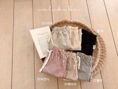 Valubebe69｜(65-90) 素面/條紋抽繩直筒褲7