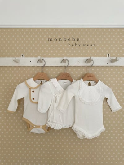 MONBEBE05｜(3m-24m) 滾邊排釦華夫格包屁衣3