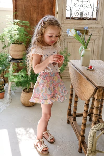 FLO23｜(75-140) 碎花荷葉邊短褲6