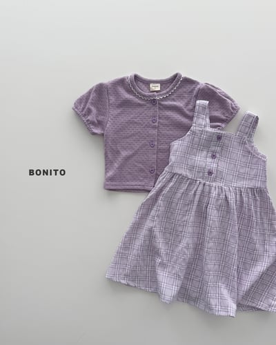 Bonito03｜(75cm-125cm) 2色田園格子吊帶洋裝10