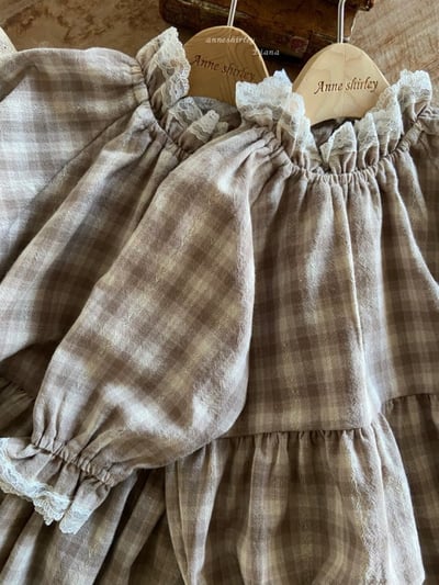 Anne Shirley16｜(1y-5y) 1色格紋蕾絲縮口洋裝8