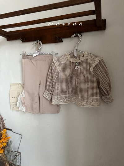 Marron19｜(1y-6y) 蝴蝶結蕾絲開岔長褲7