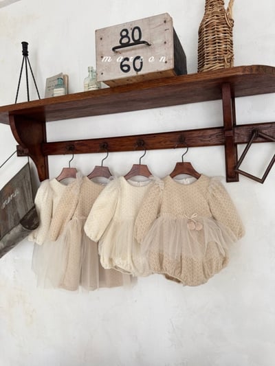 Marron 18｜(1y-6y) 花紋毛球薄紗洋裝12