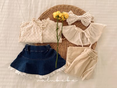 Valubebe24｜(65-90) 蕾絲滾邊牛仔裙8