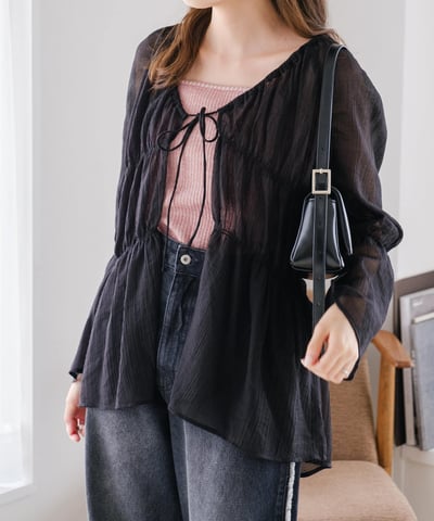 Kastane  褶邊透膚襯衫3