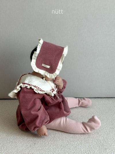 Nutt03｜(3m-16m) 翻領磨毛包屁衣含髮帶2