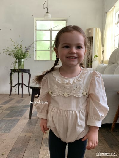 JE474｜(66-90cm) 蕾絲刺繡包屁衣7