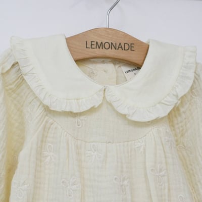 LEMONADE36｜(55cm-85cm) 2色蝴蝶結刺繡包屁衣含帽子13